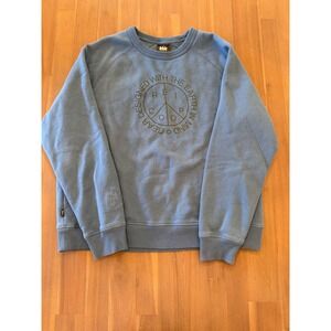REI Coop Graphic Peace Sign Sweatshirt Blue Long Sleeve Crew Neck Men's Large